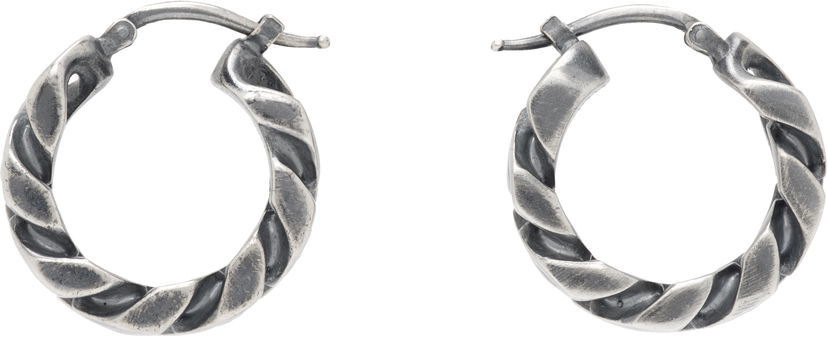 Uhani Maison Margiela MM6 Maison Margiela Silver Twisted Hoop Earrings Kovinski | SM6VG0100 SV0235