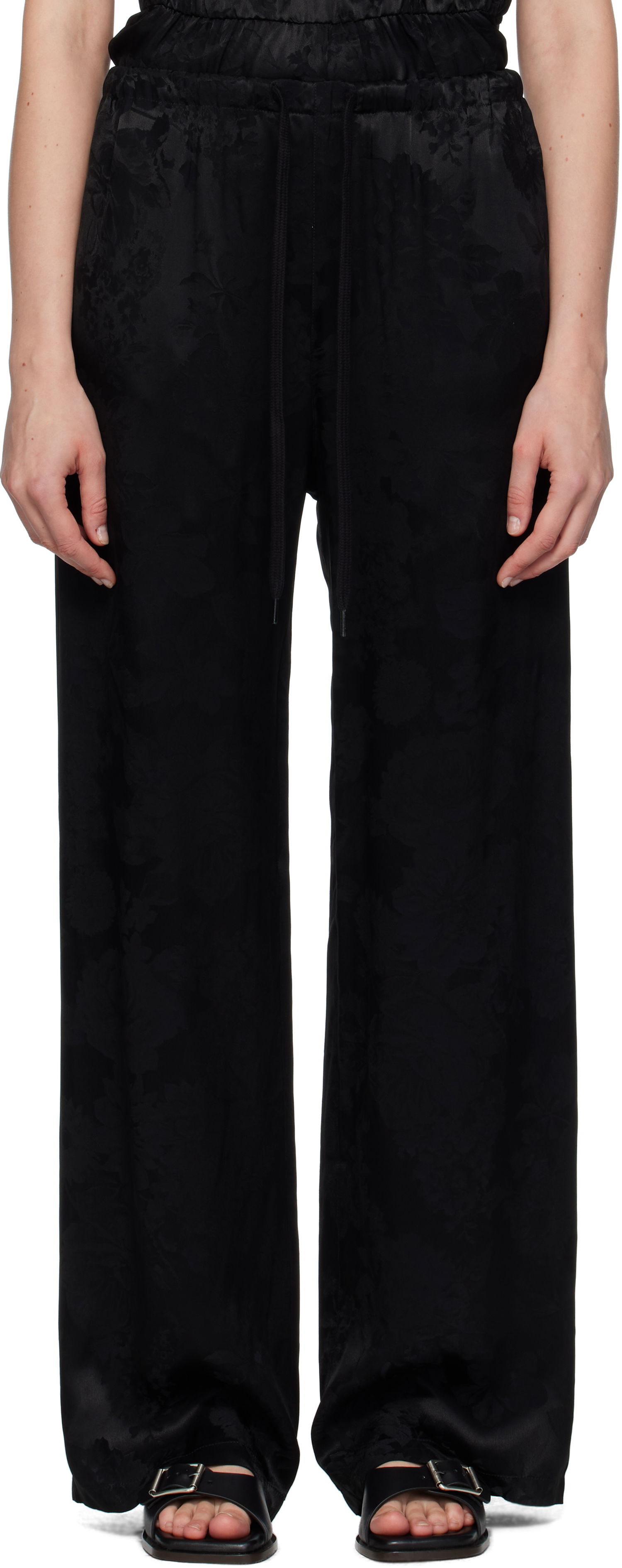 Hlače Maison Margiela MM6 Maison Margiela Jacquard Wide-Leg Trousers Črna | S52KA0551 M35471, 0