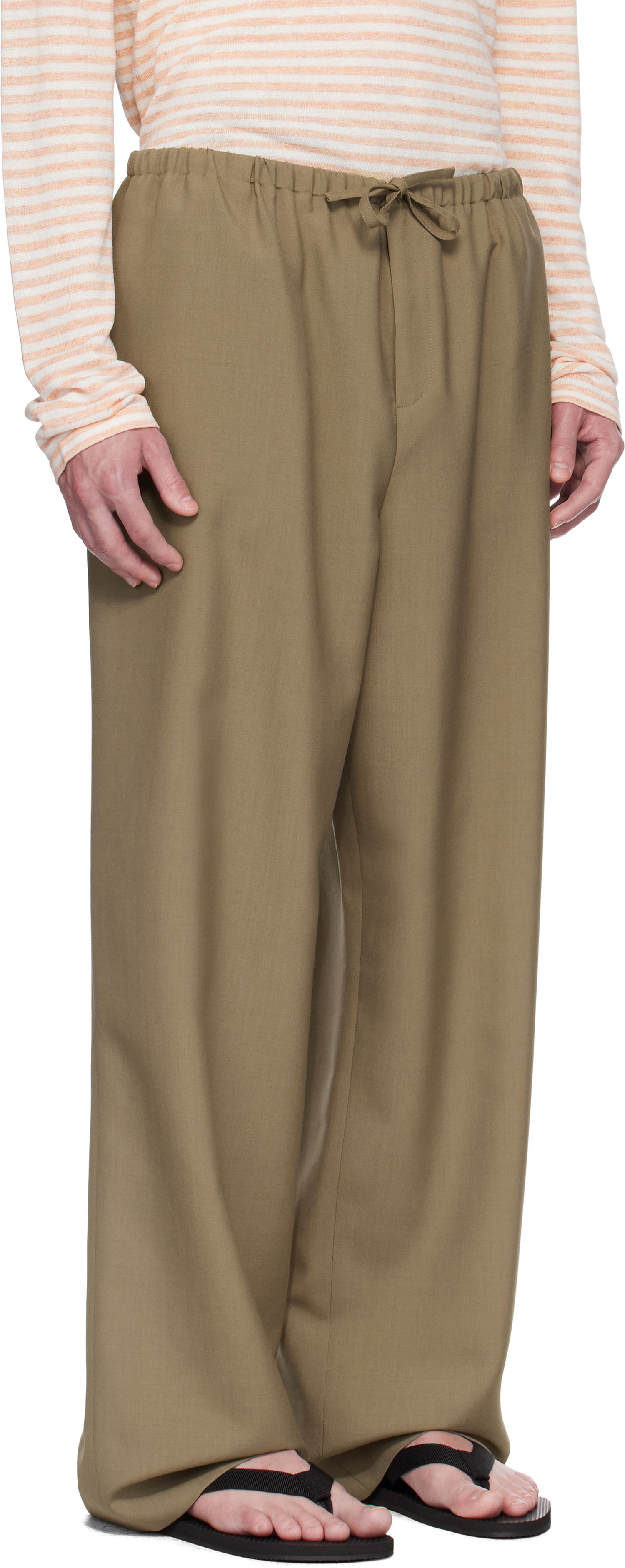 Hlače The Row The Row Donatello Wide-Leg Trousers Bež | 657-W3602, 1