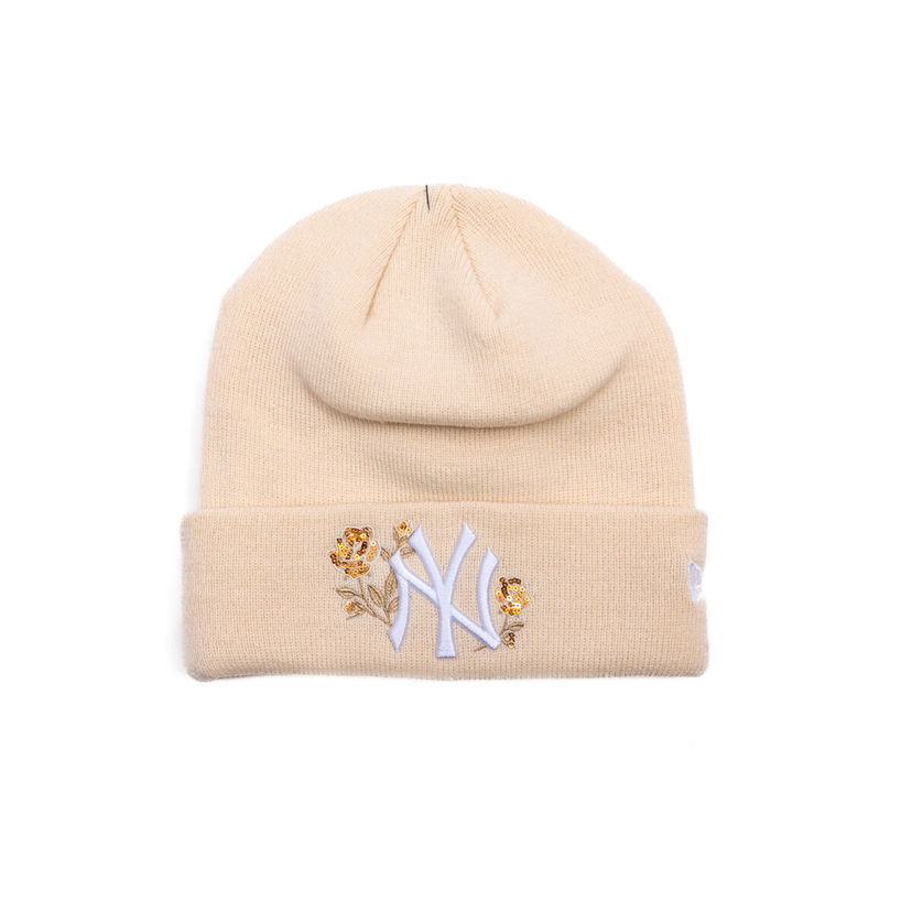 Beanie New Era Beanie MLB Sequin Rose NY Yankees One Size Bež | 60691295
