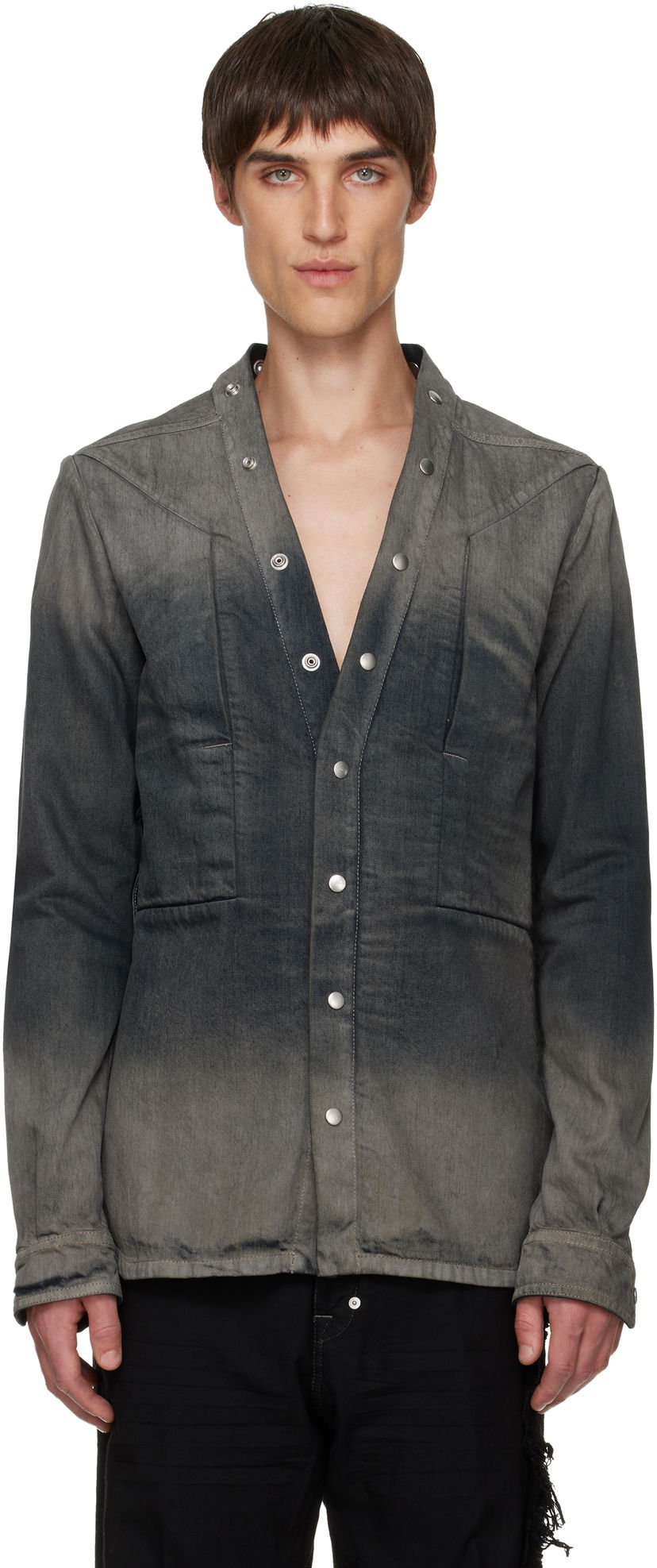 Srajce Rick Owens Concordians Larry Fogpocket Denim Shirt Siva | RU02E1287 DKDEG