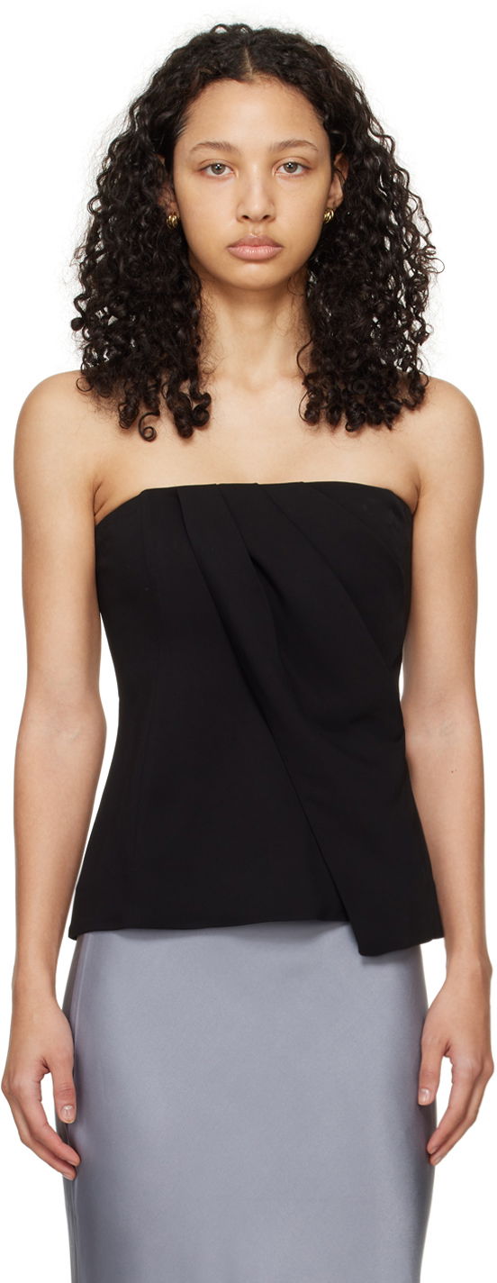 Majica brez rokavov Anine Bing Draped Bandeau Top Črna | A-07-9820-000