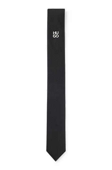 Šala BOSS HUGO Jacquard Tie with Metallic Stacked-Logo Črna | 50503476
