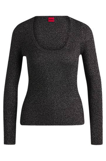 Pleteni pulover BOSS Slim-Fit Sparkle Sweater Črna | 50522557