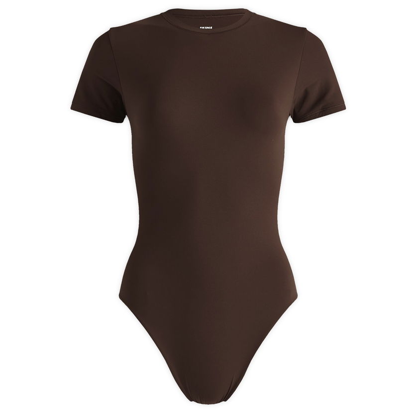 Bodi SKIMS Fits Everybody T-Shirt Bodysuit Rjava | BS-TSH-0752-COCOA