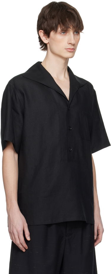 Srajce Dolce & Gabbana Dolce&Gabbana Three-Button Short-Sleeved Linen Shirt Črna | G5NE3TFU4JB, 1