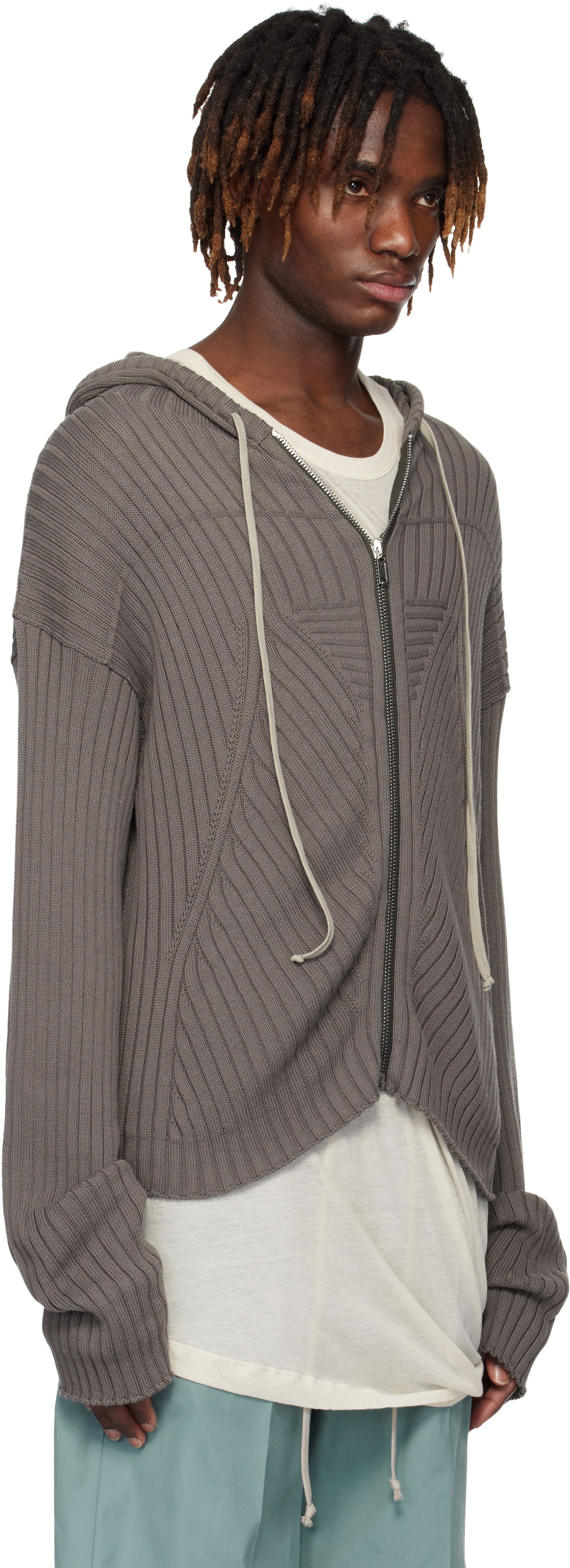 Pulover Rick Owens Rick Owens Hollywood Zip Hoodie Siva | RU01E5614 KEC, 1