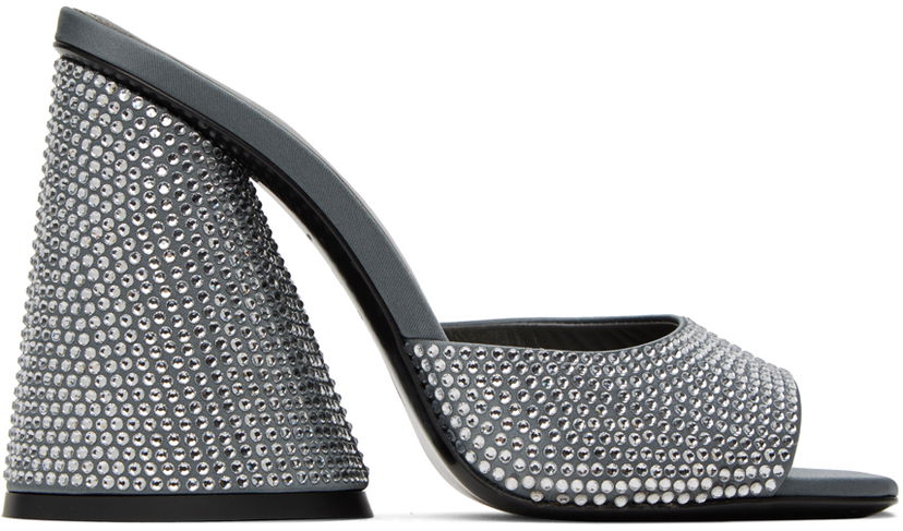 Modni dodatki The Attico The Attico Luz Crystal-Embellished Heeled Sandals Siva | 237WS502 TV07