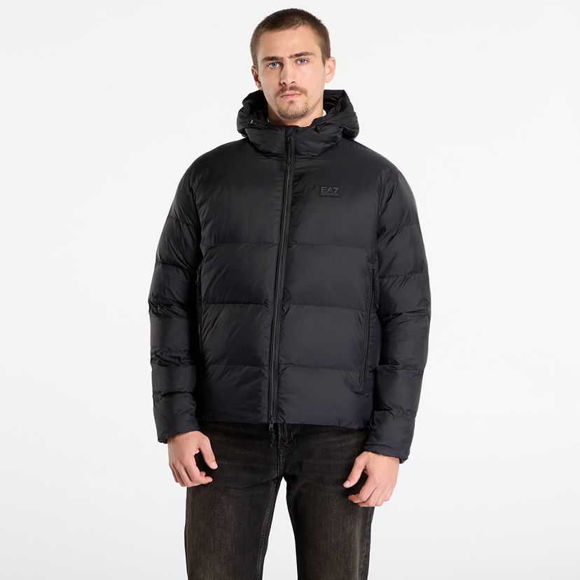 Puhovka Emporio Armani Hooded Puffer Mountain Polar Jacket Big Logo Črna | 7M000694AF15956UC001