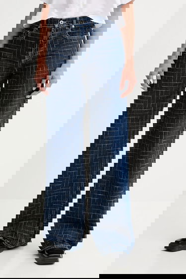 Kavbojke KENZO Kenzo Wide Leg Jeans with Geometric Stitching Modra | FF62DP2176V3, 0