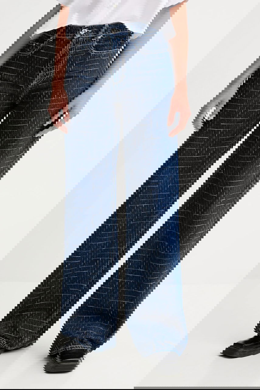 Kavbojke KENZO Kenzo Wide Leg Jeans with Geometric Stitching Modra | FF62DP2176V3, 0