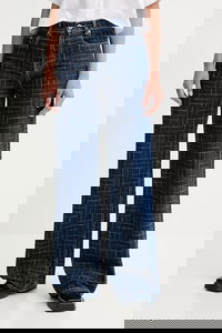 Kenzo Wide Leg Jeans with Geometric Stitching