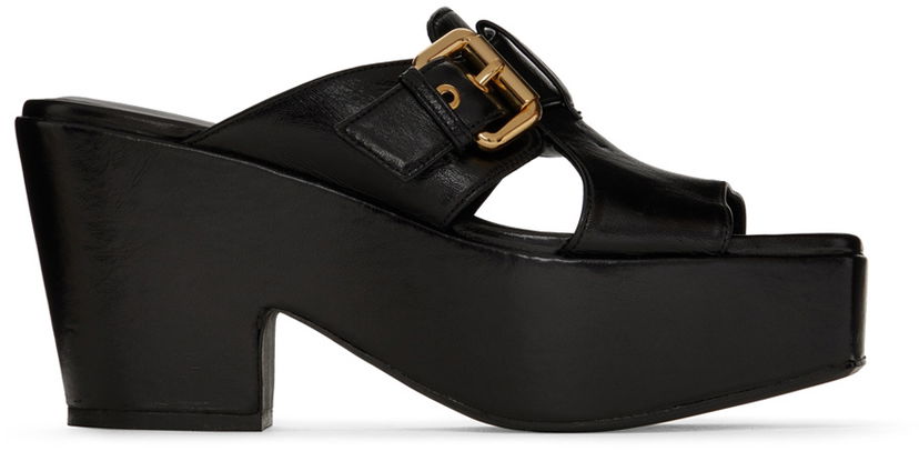Oblačila BY FAR BY FAR Lenka Platform Heeled Sandals Črna | 22SSLNKMBLGLS