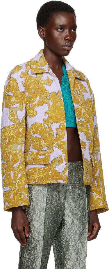 Jakna Dries Van Noten Dries Van Noten Beaded Floral Print Jacket Rumena | 251-010520-1082, 1