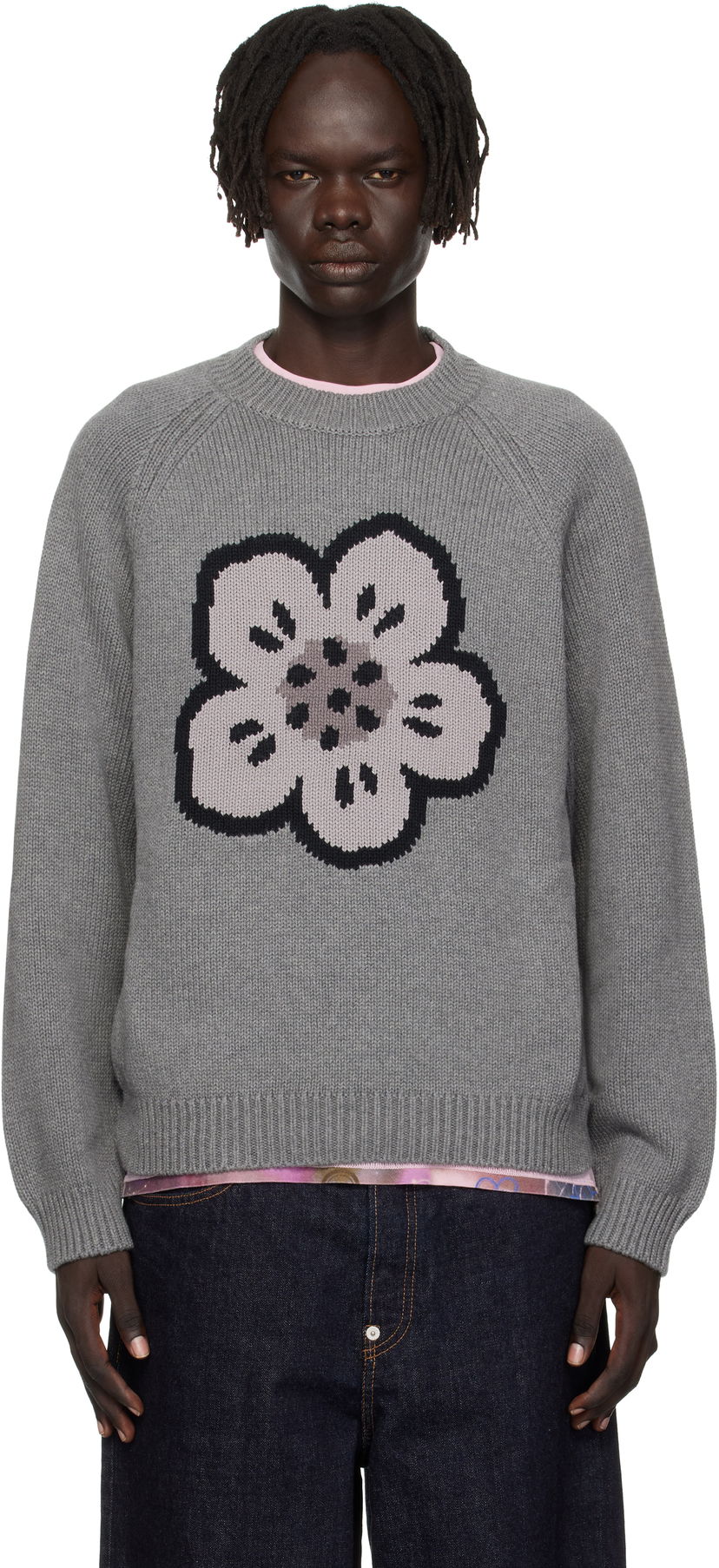 Pleteni pulover KENZO Kenzo Paris 'Boke Flower' Sweater Siva | FF65PU7443LA
