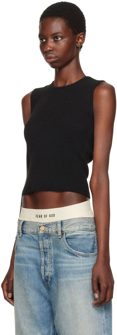 Majica brez rokavov Fear of God Fear of God ESSENTIALS Waffle Tank Top Črna | 192BT247230FW, 3