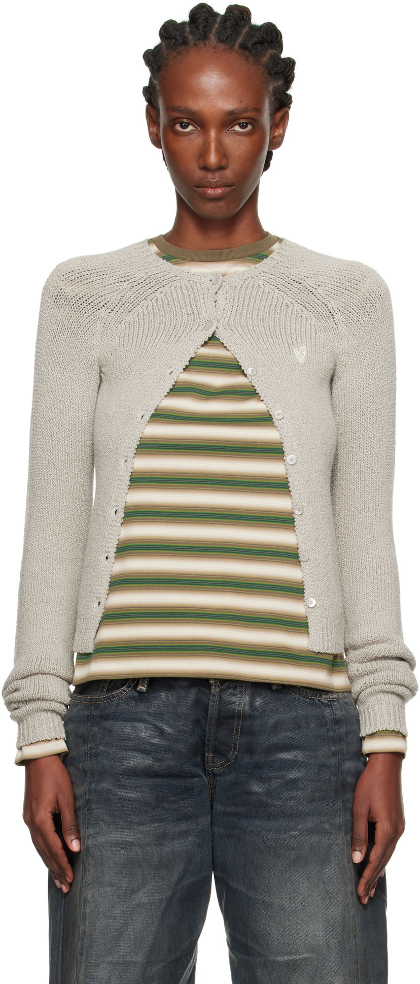Pleteni pulover Acne Studios Acne Studios Button-Up Cardigan Siva | A60592-