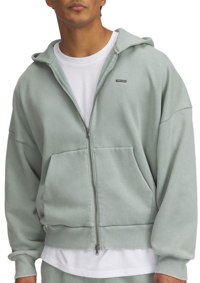 Pulover Under Armour Under Armour Icon HWT Fleece Wash Full-Zip Hoodie Zelena | 6000651-348