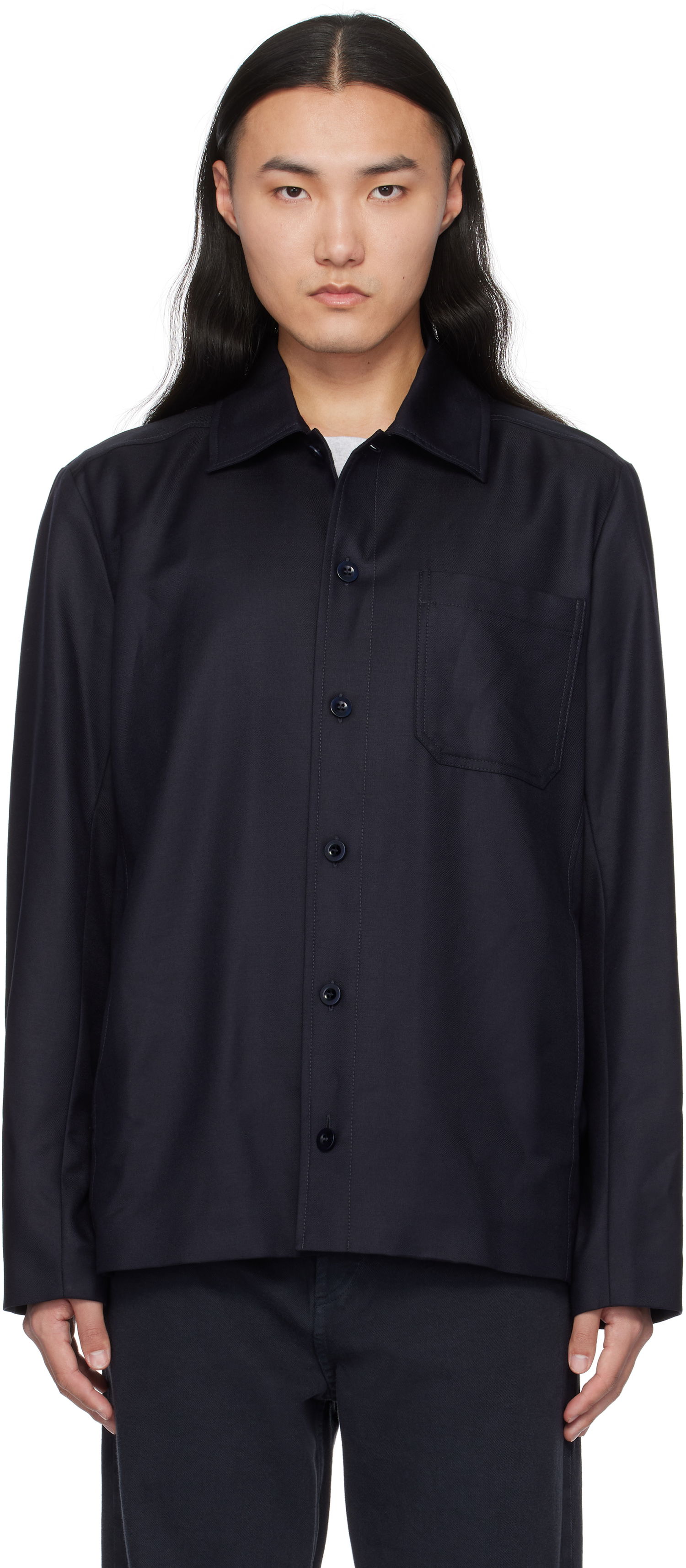 Srajce A.P.C. Button-Up Regular-Fit Overshirt Modra | LYAAV-H02991, 0