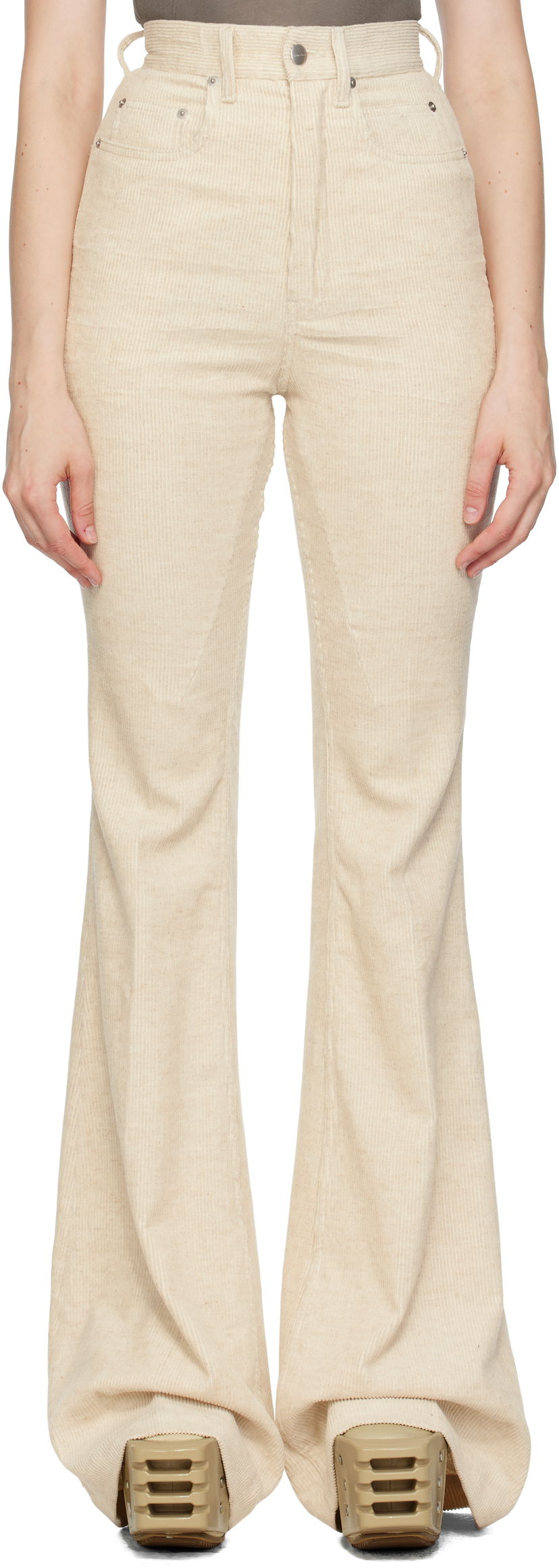 Hlače Rick Owens Rick Owens Bolan Bootcut Corduroy Trousers Bež | RP02E4329 MLC