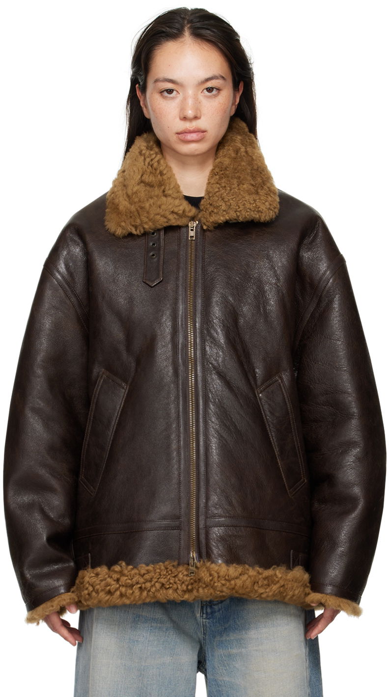 Bomber jakna VETEMENTS Aviator Jacket Rjava | UA65JA670B