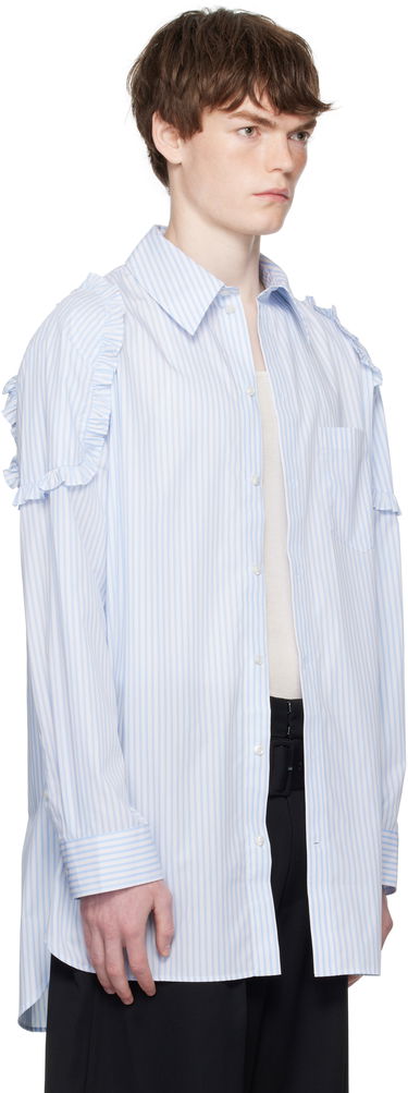 Srajce Simone Rocha Simone Rocha Ruffle Shoulder Patch Tunic Shirt Modra | 5383 1026, 1