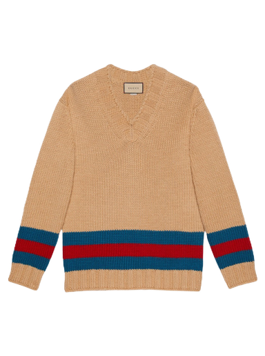 Pleteni pulover Gucci Fine Mohair Wool Webbed Sweater Bež | 715291 XKCJ4 2183