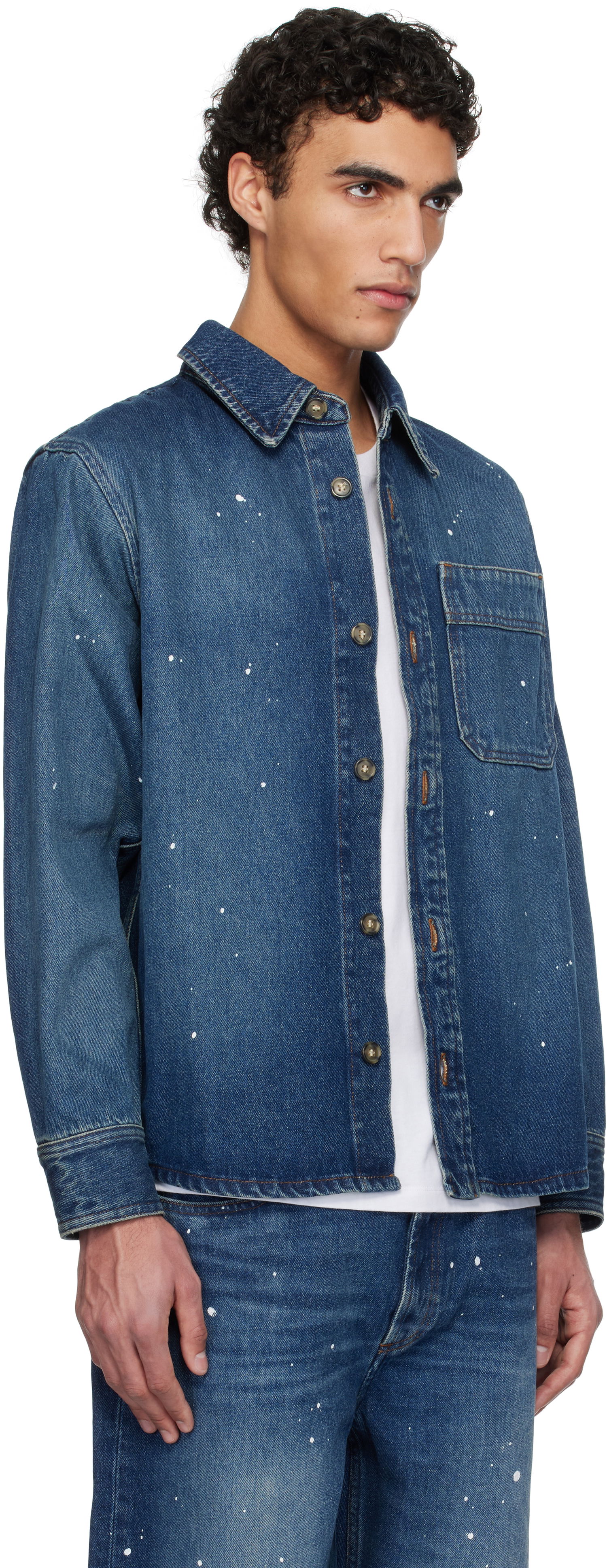 Srajce A.P.C. A.P.C. Paint Splatter Denim Shirt Modra | COHGL-H02709, 1