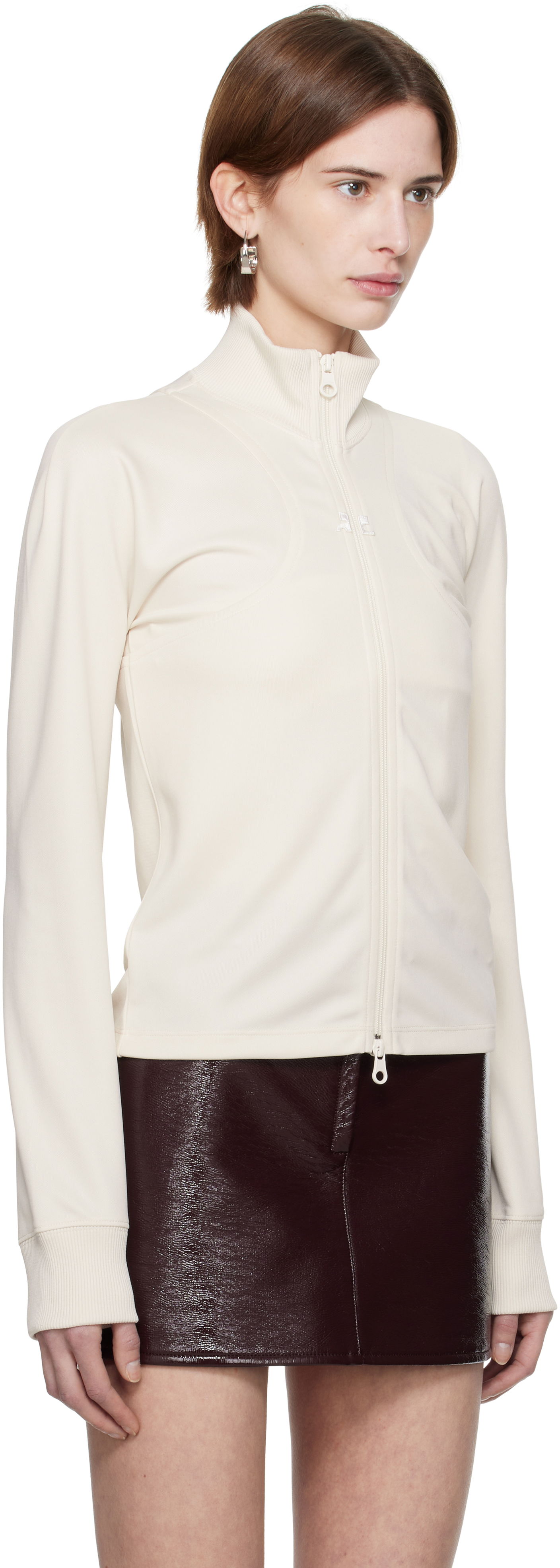 Pleteni pulover Courrèges Courrèges Scuba Interlock Track Jacket Bela | 125JVE110JS0091, 1