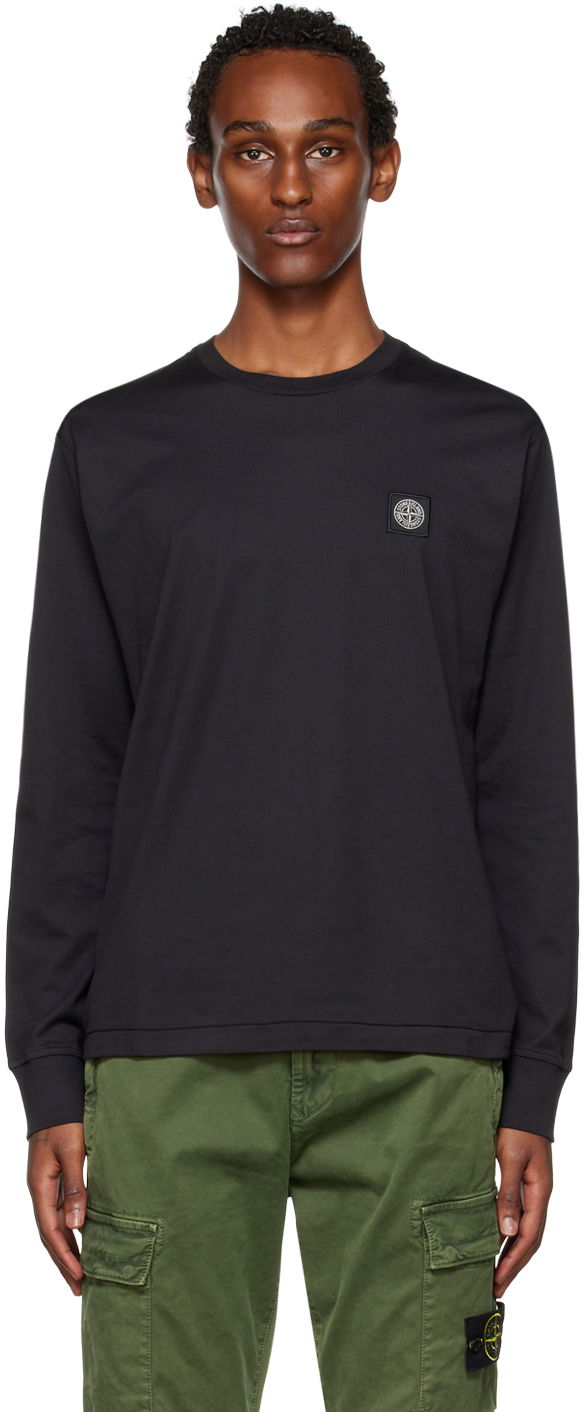 Majica Stone Island Black Patch Long Sleeve T-Shirt Črna | 771522713