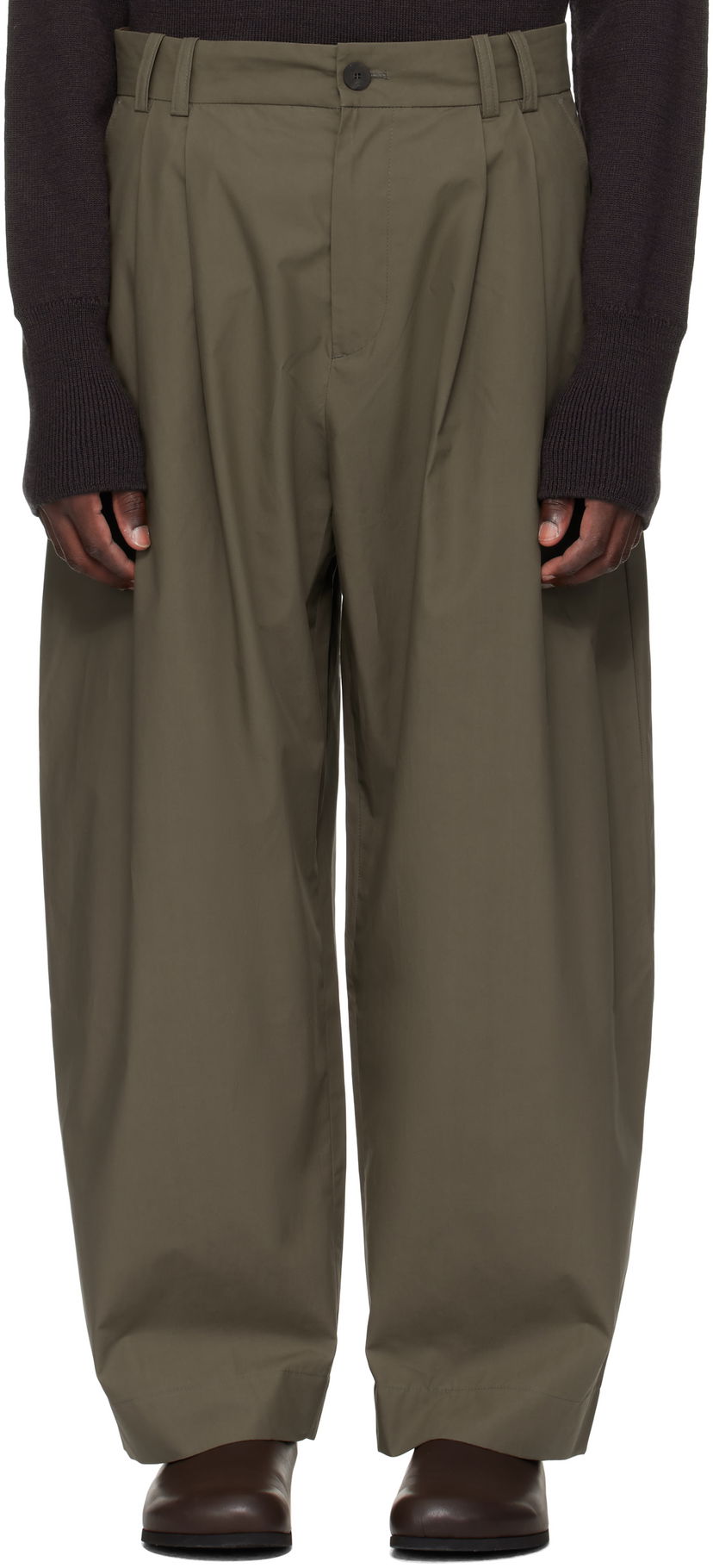 Hlače Studio Nicholson Studio Nicholson Yale Pleated Trousers Zelena | YALE SNM - 788