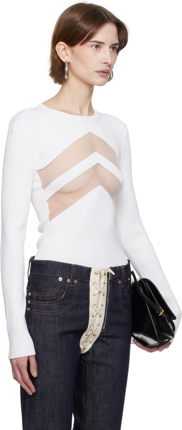 Pleteni pulover Jean Paul Gaultier Jean Paul Gaultier 'The Chevrons' Ribbed Sweater Bela | 25/33-F-TO265-M085-01, 4