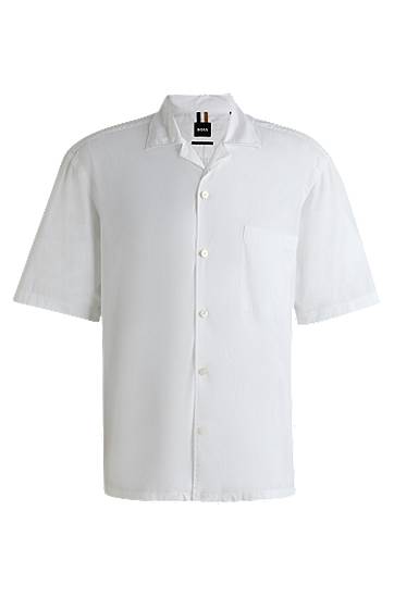 Srajce BOSS Relaxed-Fit Cotton Poplin Shirt Bela | 50539663