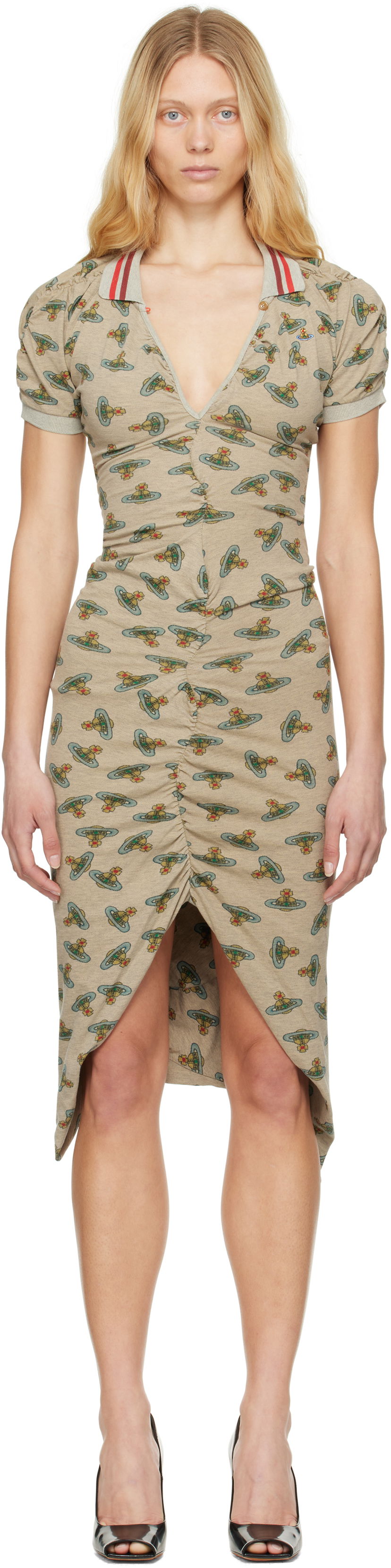Obleke Vivienne Westwood Vivienne Westwood Pulling Midi Dress Bež | 1102000Z-J008U-