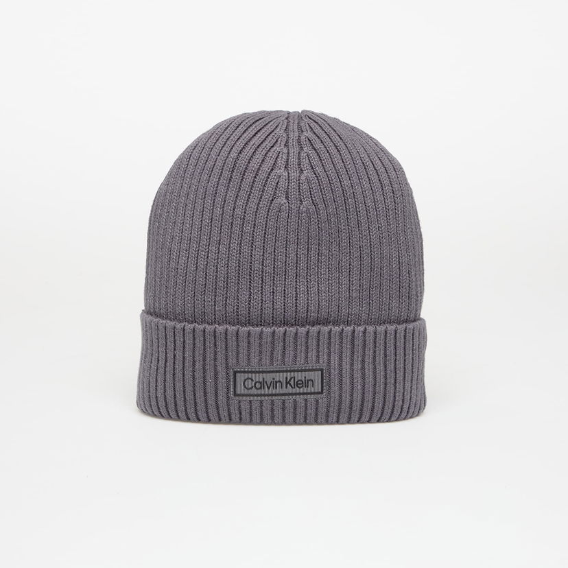 Beanie CALVIN KLEIN Patch Chunky Rib Cotton Hat Siva | LV04D8053G PCX