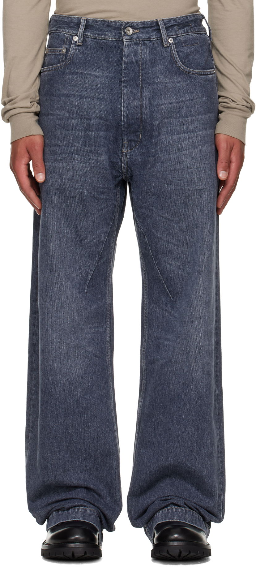 Kavbojke Rick Owens Jeans Faded Wide-Leg DRKSHDW Concordians Geth Modra | DU02E7351 DGY