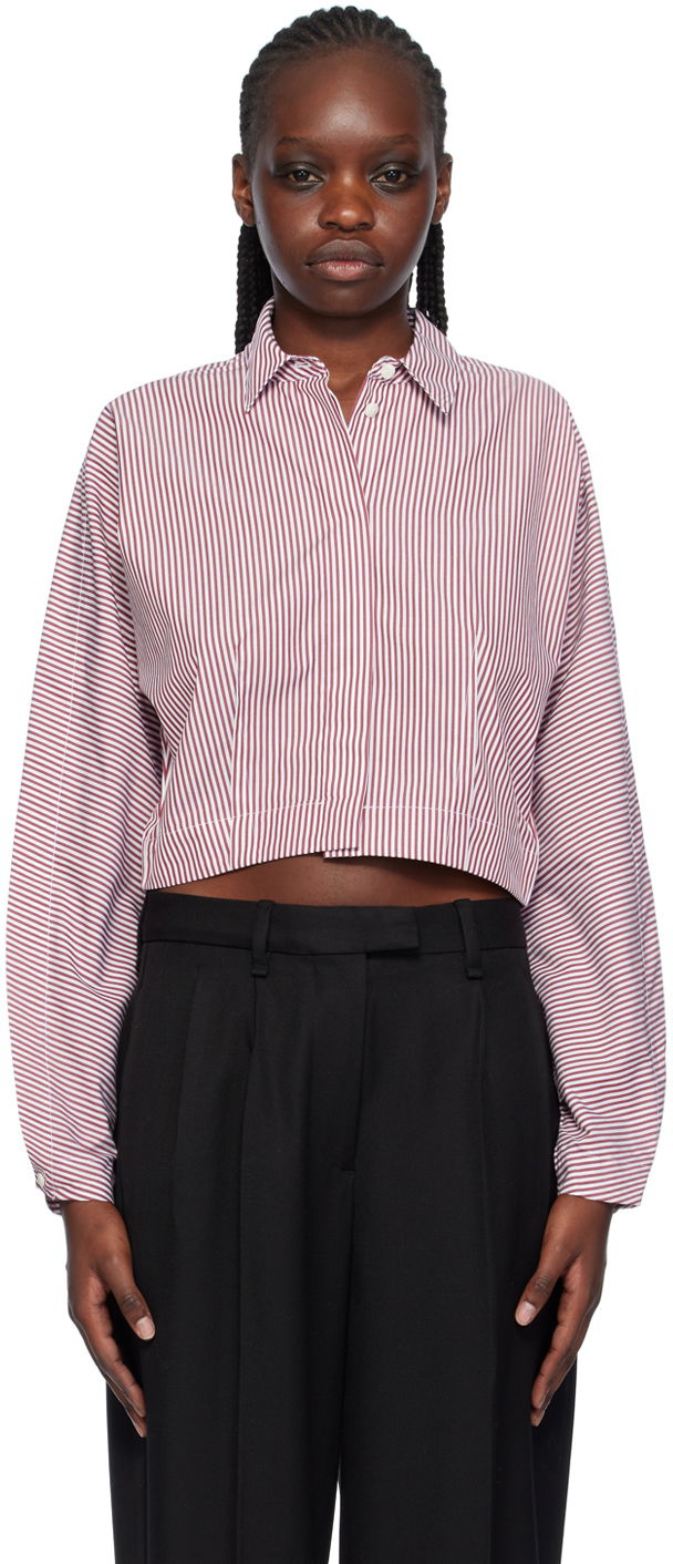 Srajce rag & bone Morgan Striped Cropped Shirt Rdeča | WAW23HA0214621