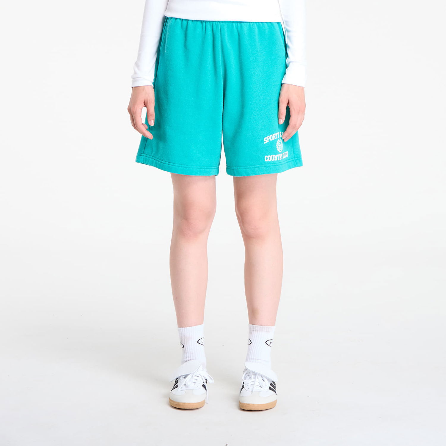 Kratke hlače Sporty & Rich Varsity Crest Soft Gym Short UNISEX Spring Green Turkizna | SH055625218GR37, 0