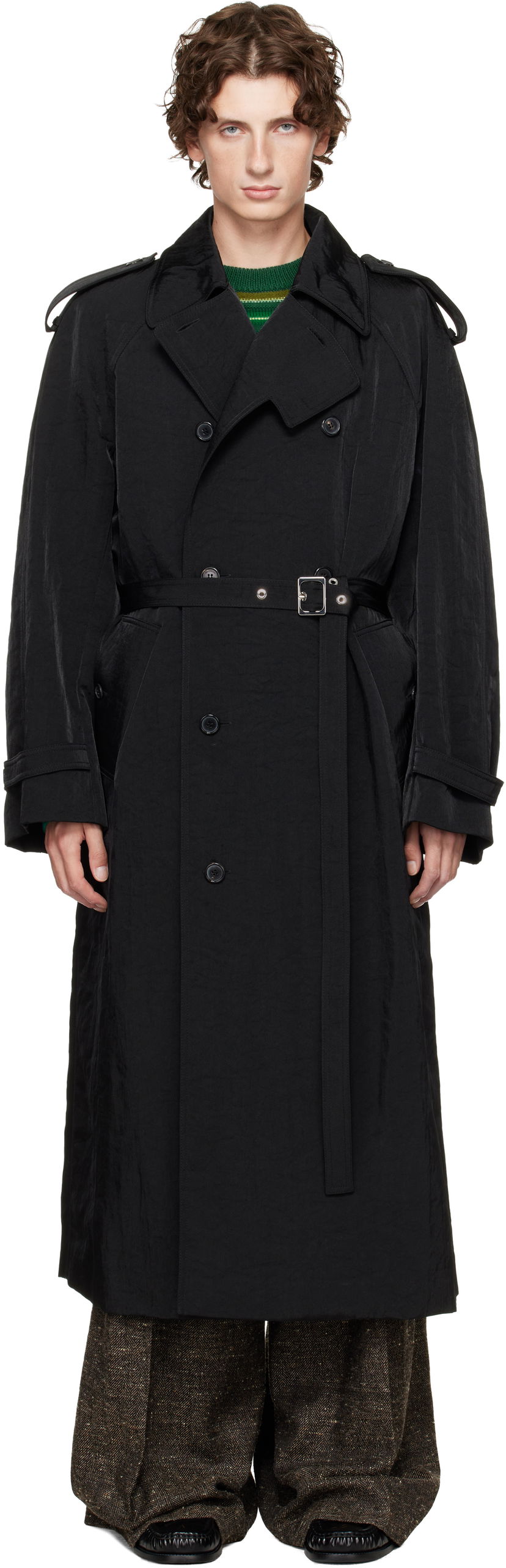 Trenčkot JW Anderson JW Anderson Double-Breasted Trench Coat Črna | CO0338-PG1818