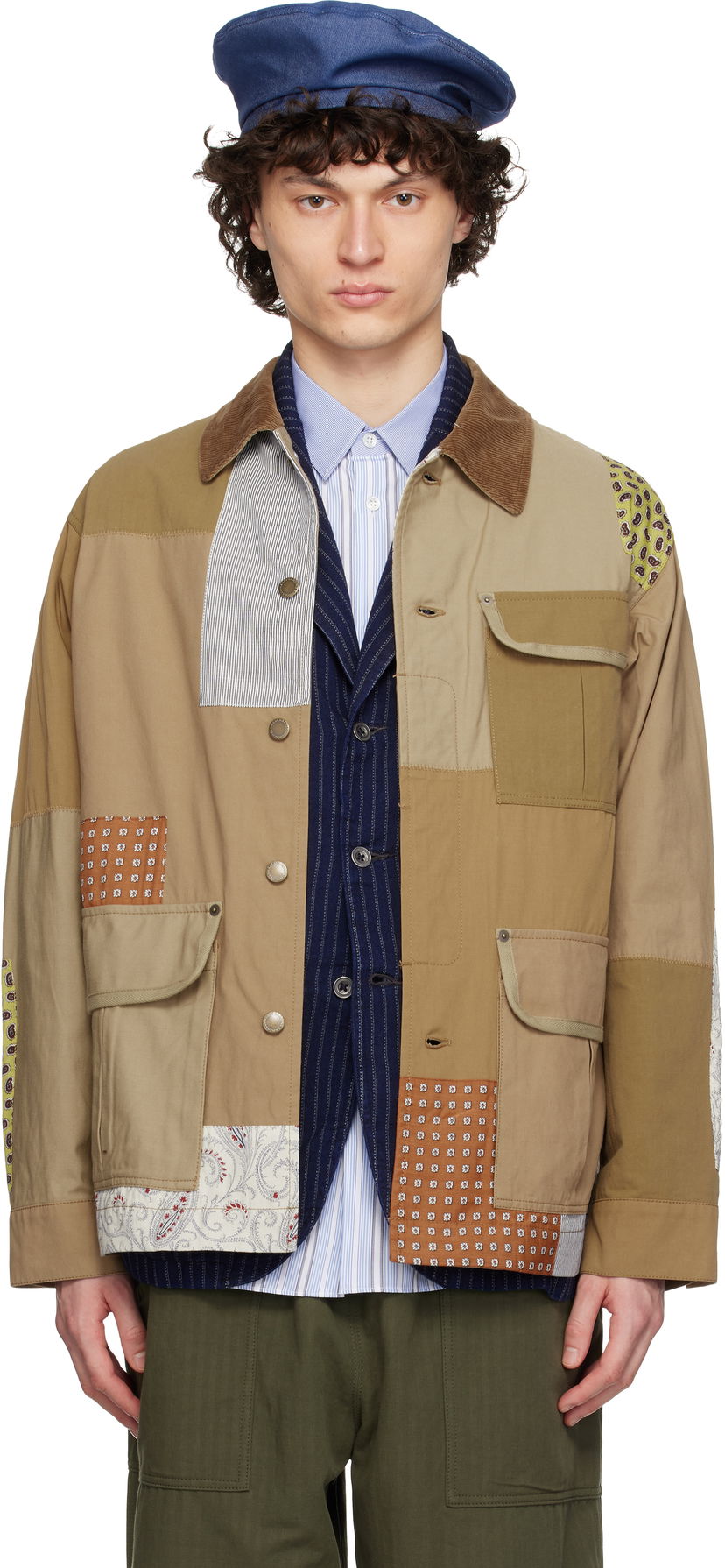 Parka Comme des Garçons Comme des Garçons Homme Back Satin Mix Patchwork Jacket Bež | HO-J018-051
