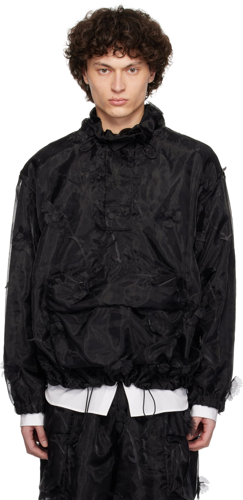 Vetrovka Simone Rocha Simone Rocha Carnation Organza Cagoule Jacket Črna | 6123 1245