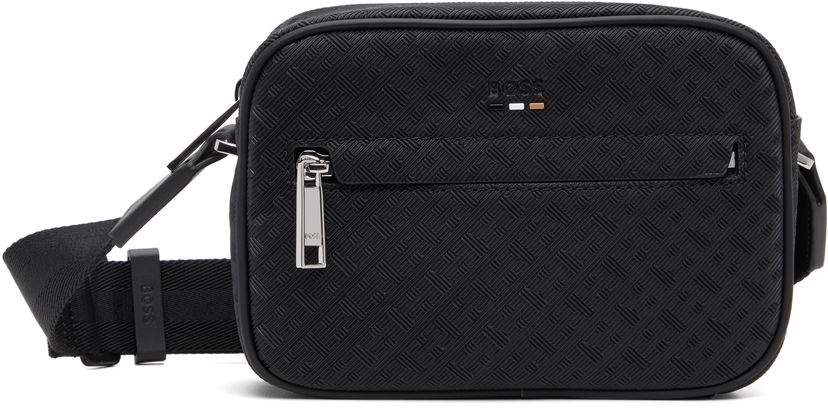 Torba za čez ramo BOSS Embossed Geometric Pattern Crossbody Bag Črna | 50548071