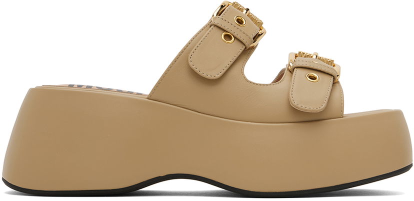 Oblačila Moschino Moschino Multibuckles Platform Sandals Bež | MA28167I1I MF0 105