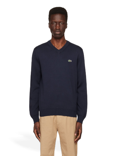 Pleteni pulover Lacoste V-Neck Crewneck Mornarica | AH1951