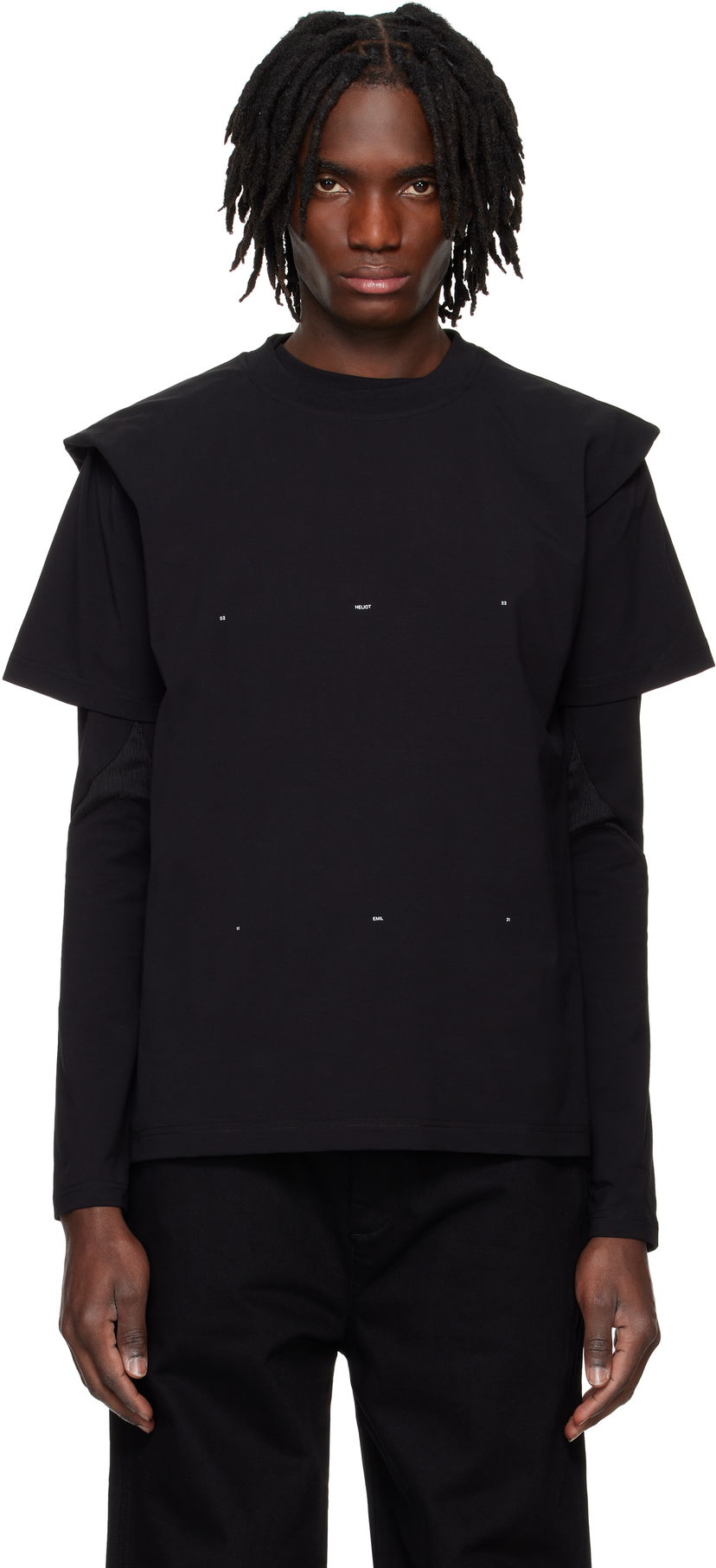 Majica HELIOT EMIL HELIOT EMIL Outline Logo Layered T-Shirt Črna | PRESS25_M_09_089_BLK01_CO