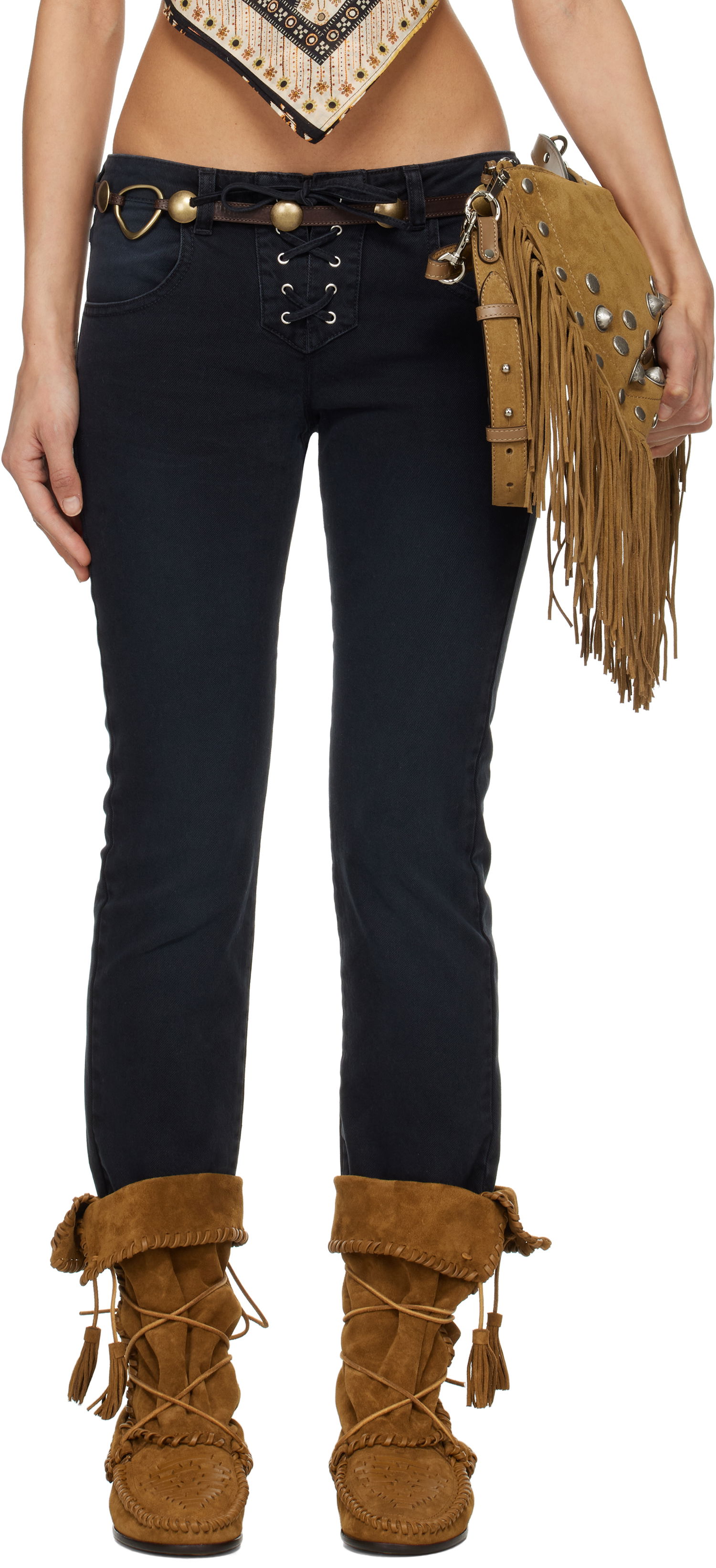 Kavbojke ISABEL MARANT Isabel Marant Vanel Lace-Up Jeans Črna | PA0544FB-C2H02I, 0