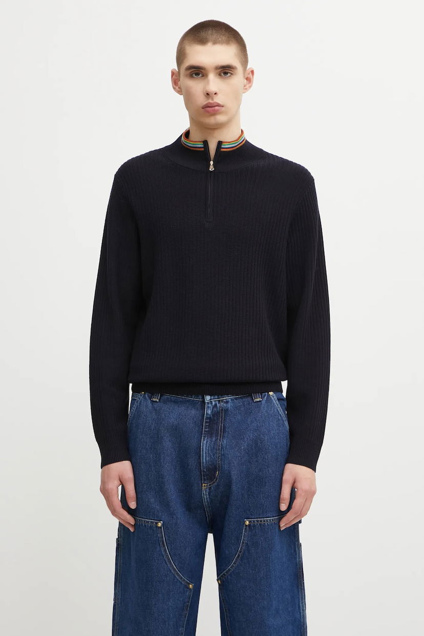 Pleteni pulover Paul Smith Paul Smith Wool Half-Zip Sweater Mornarica | M1R.548Z.T02825