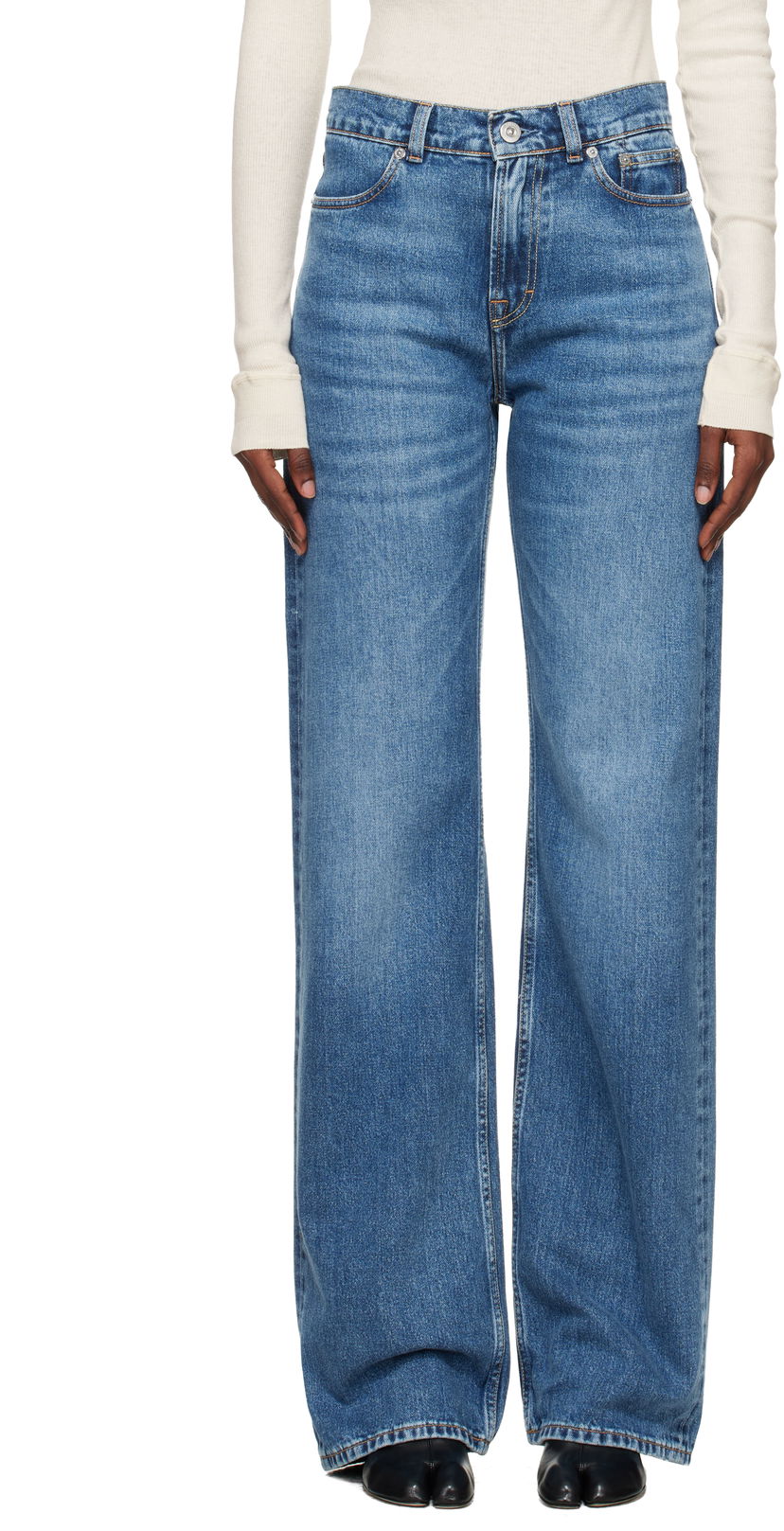 Kavbojke OUR LEGACY Wata Cut Wide-Leg Jeans Modra | W4255FR