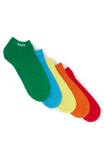 Nogavice BOSS Five-Pack of BOSS Ankle Socks with Branded Cuffs Večbarvna | 50473144