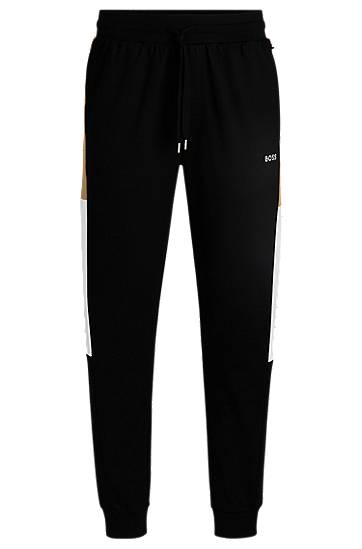 Trenirka BOSS BOSS Cotton-Terry Tracksuit Bottoms with Contrast Side Panels Črna | 50535786